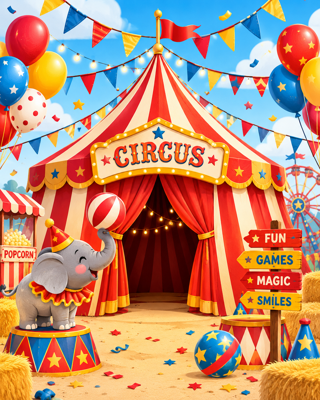 Colourful circus birthday theme by Tetoura